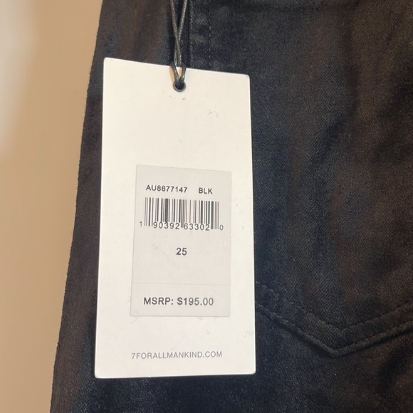 NWT 7 For All Mankind High Rise Ankle Skinny Button Fly Black Velvet Pants 25 - Picture 10 of 11
